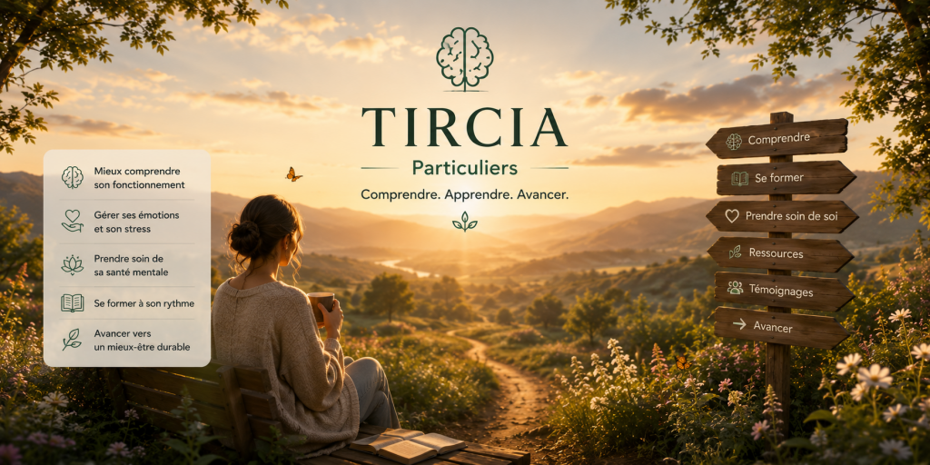 TIRCIA Particuliers – Une personne contemple un paysage au coucher du soleil, symbole d’un parcours de compréhension des émotions, de développement personnel et de mieux-être.